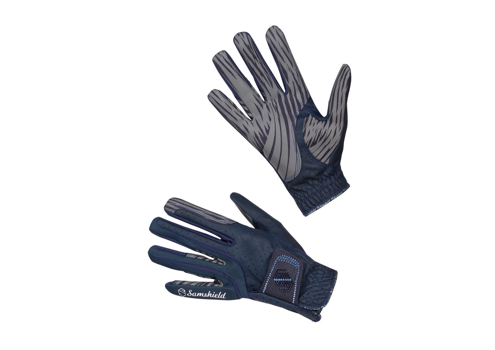 Samshield V-Skin gloves with Swarovski® crystals in navy blue