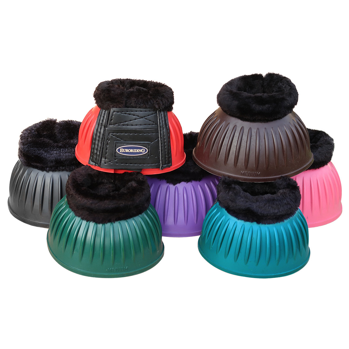 Euroriding Springschoenen Gummi met bont en klittenband
