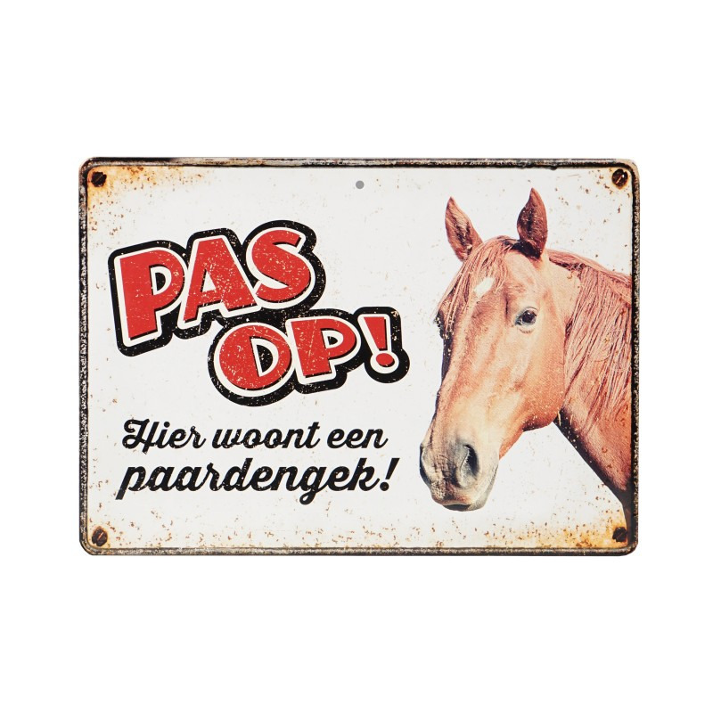 Metal Warning Sign "Beware! A Horse-Crazy Person Lives Here"
