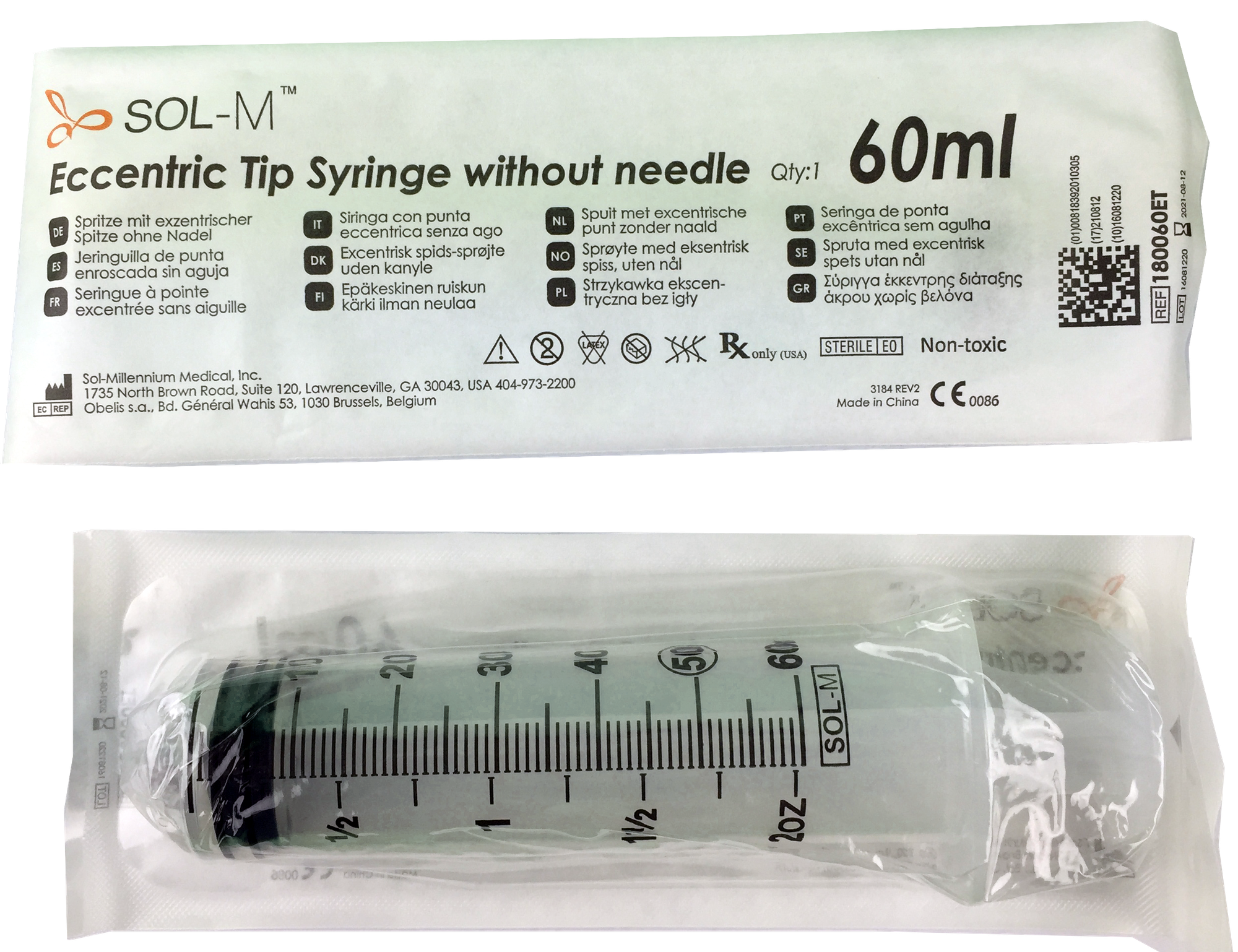 Sol-M Disposable Syringe Without Needle 60ml