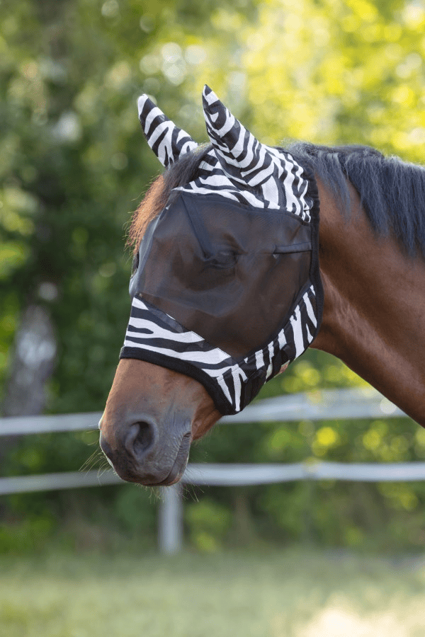 Covalliero Zebra Fly Mask with Ears