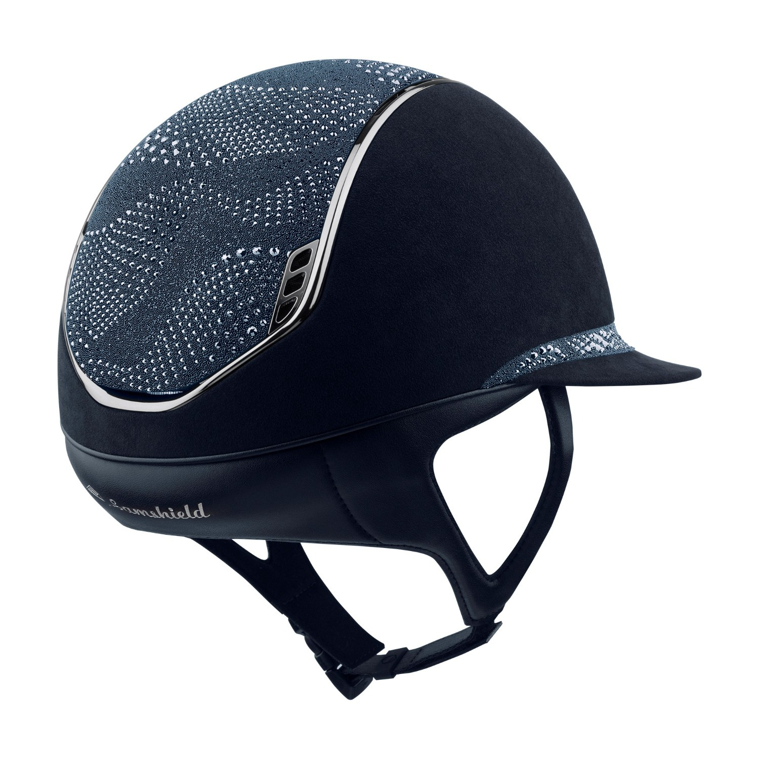 Samshield 2.0 Miss Shield Blauw Alcantara Crystal intarsia top frontalband