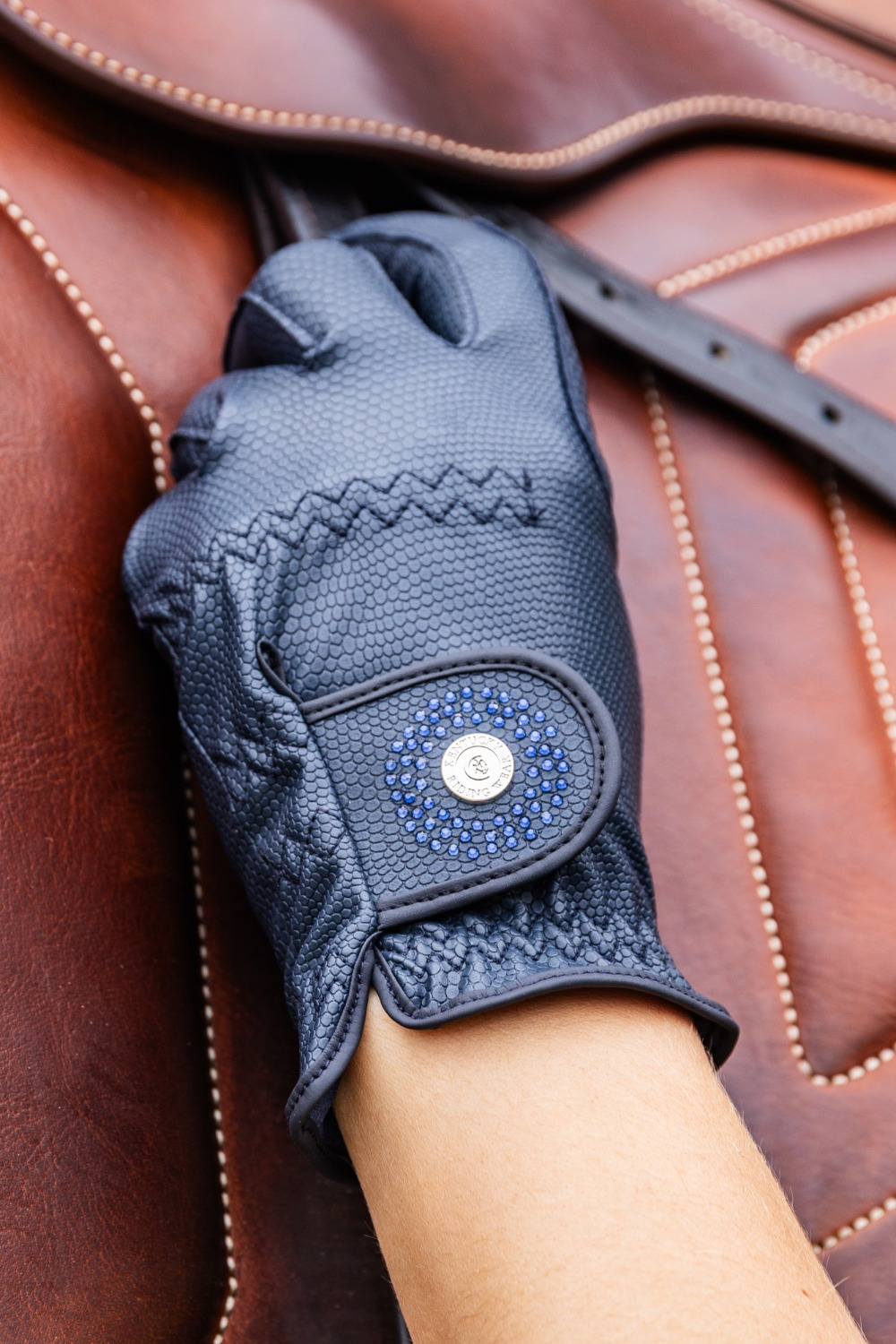 Kentucky Riding Gloves with Grip and Tone-on-Tone Glitter