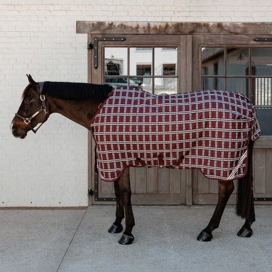 Kentucky Turnout Rug All Weather Waterproof Comfort 200g Bordeaux Check