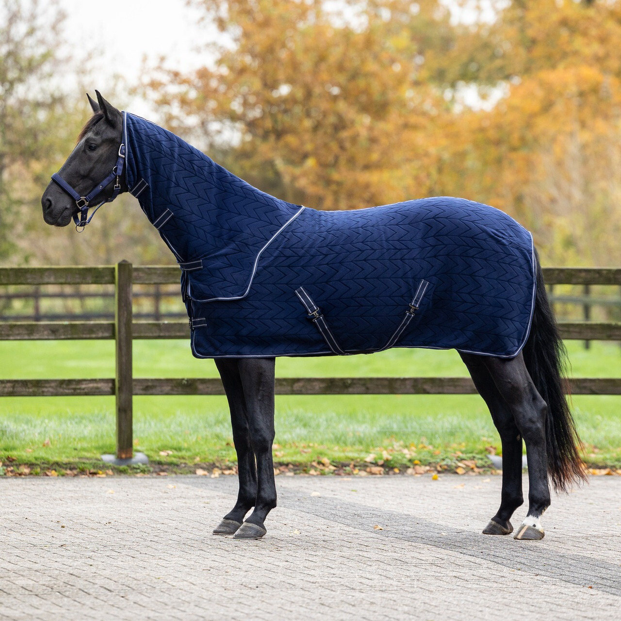 QHP Embossed Fleece Rug with Detachable Neck