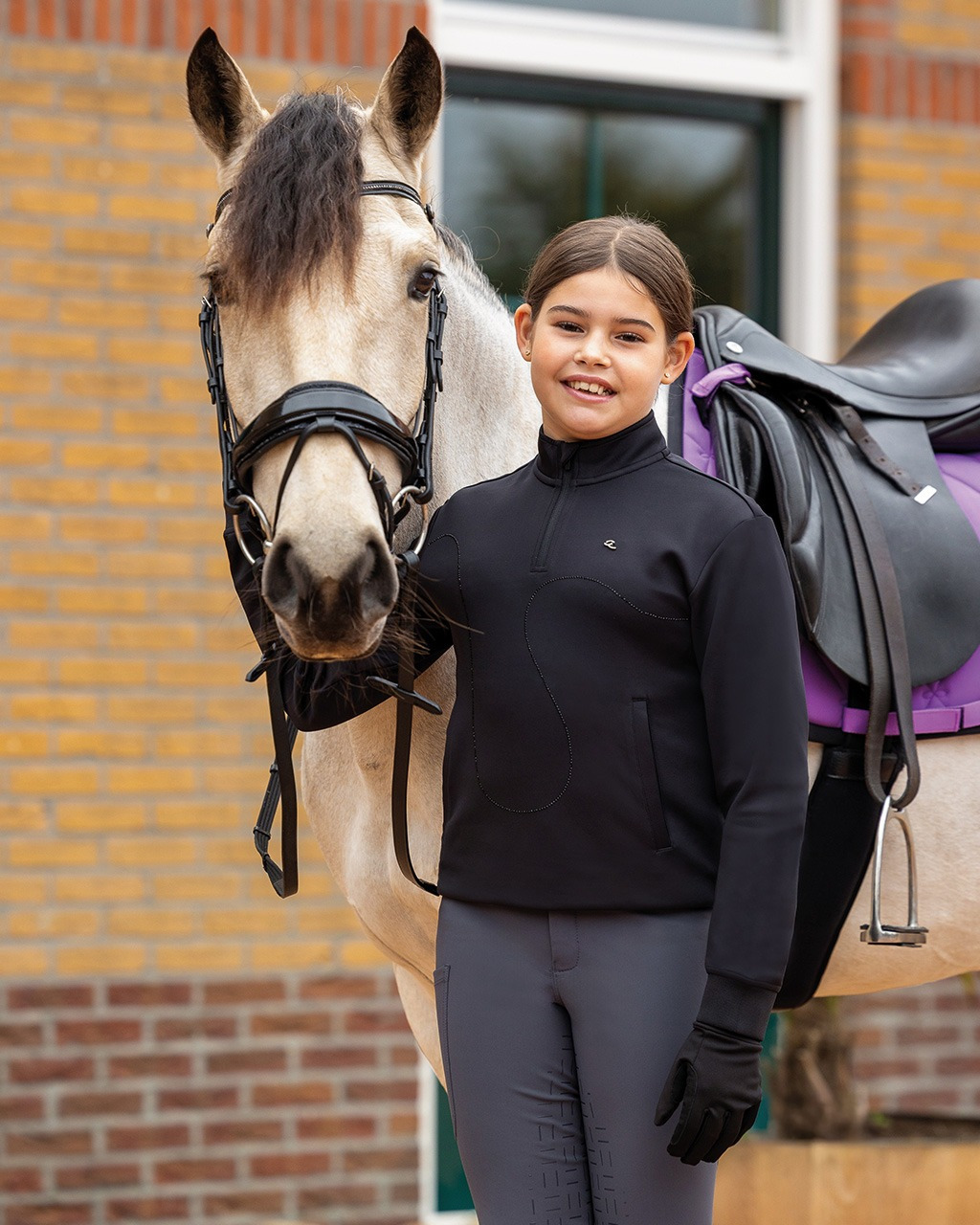 QHP FW26 Trui met halve rits Livora Junior 