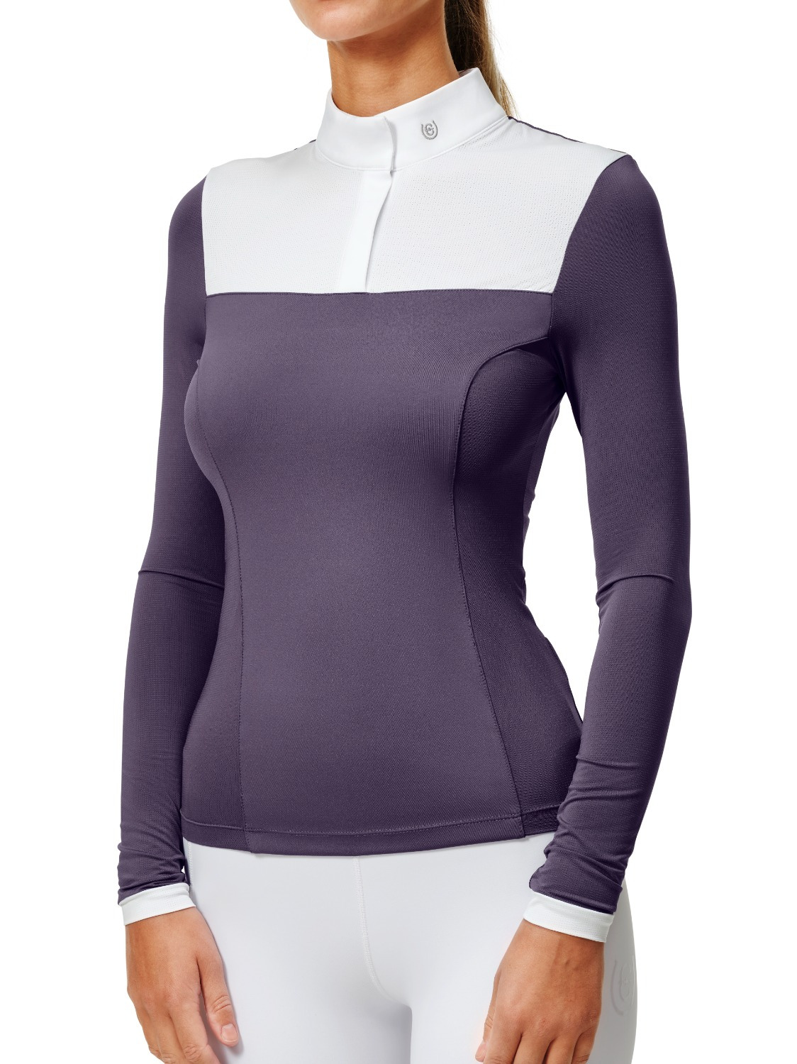 Equestrian Stockholm Competition Top - Dark Violet with White Fine Line