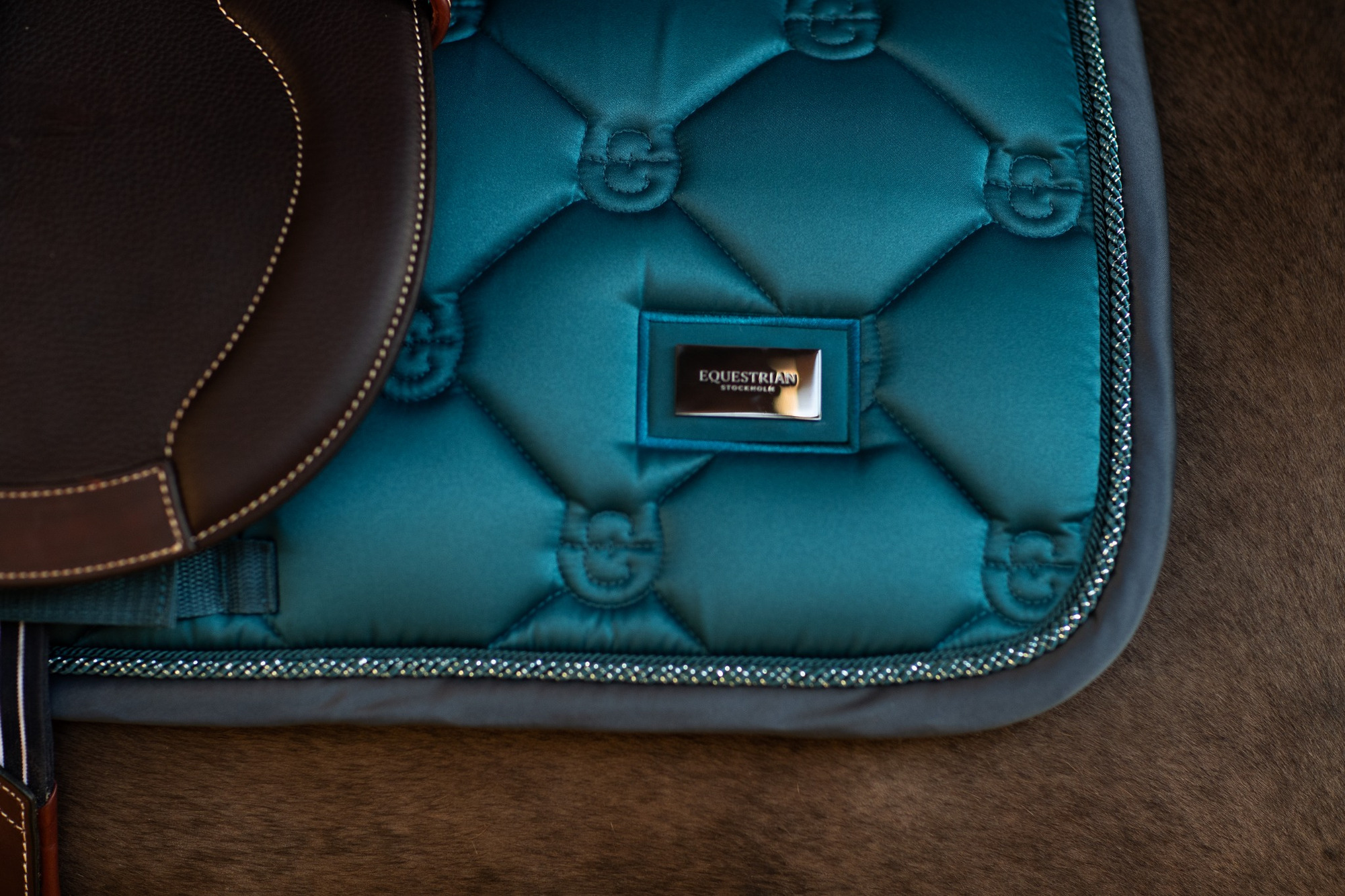 Equestrian Stockholm FW25 Teal Blue Jumping Saddle Pad