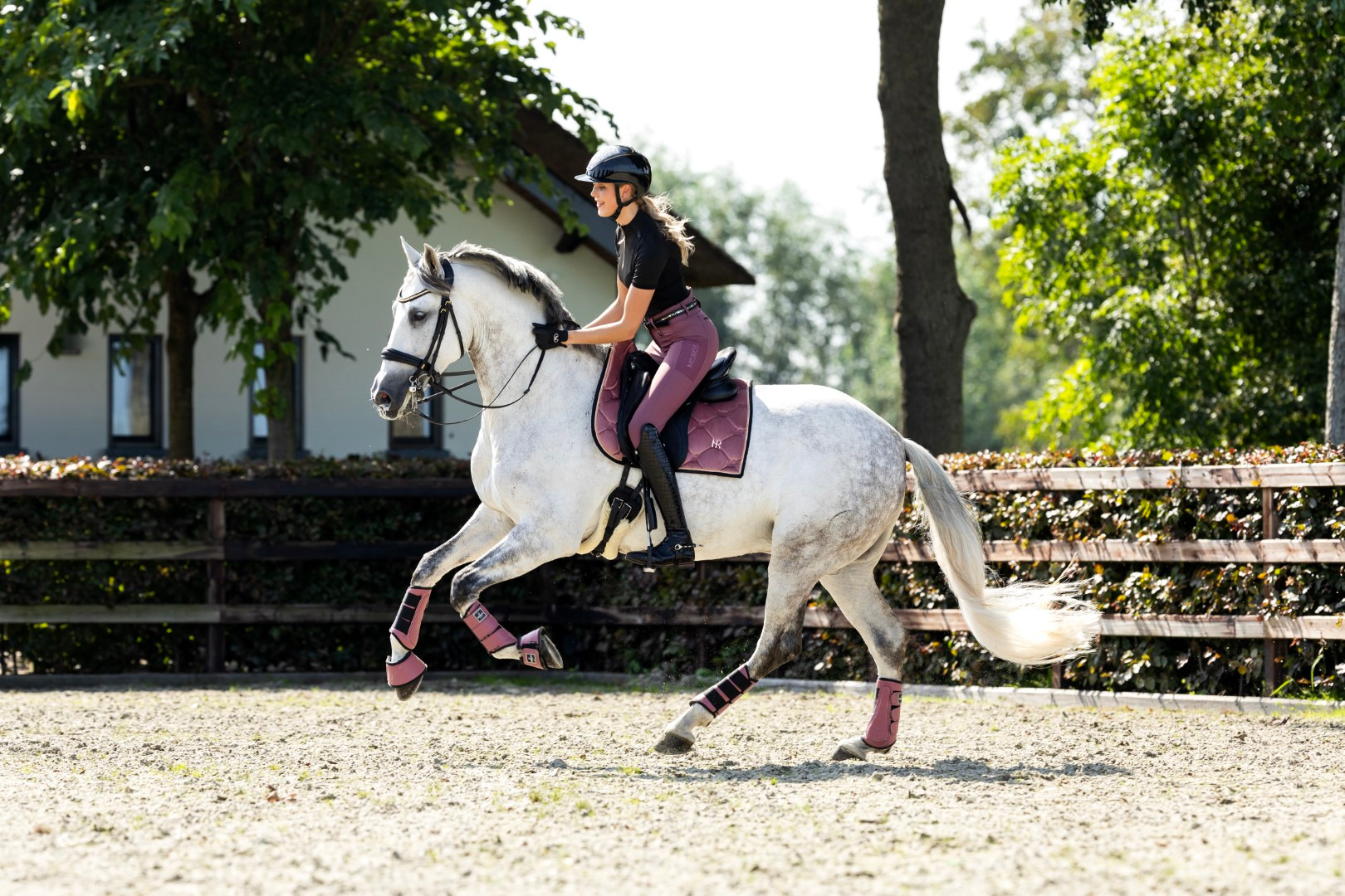 Mrs. Ros Charmer Dressage Saddle Pad Blushing Taupe Velvet