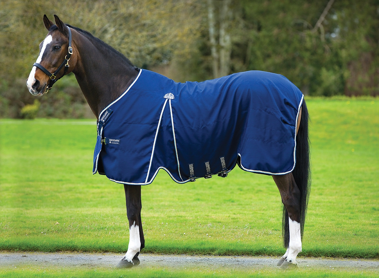 Rambo Optimo Stable Sheet in Navy with Beige, Baby Blue & Navy