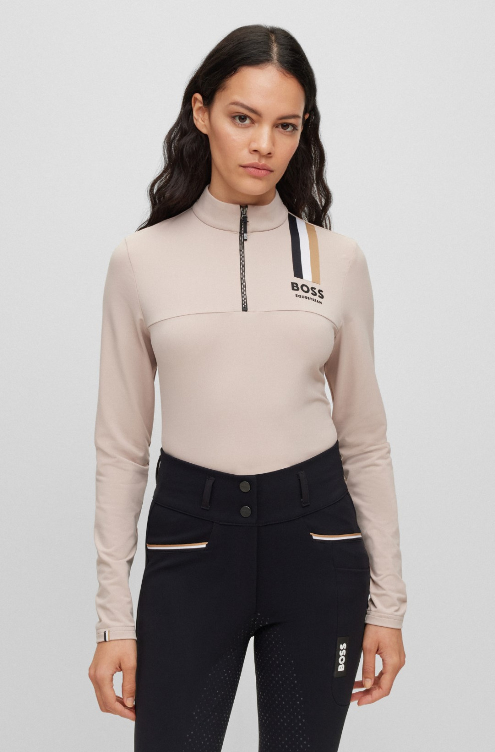 BOSS Equestrian HW'23 Trainingsshirt Lia Signature-Streifen