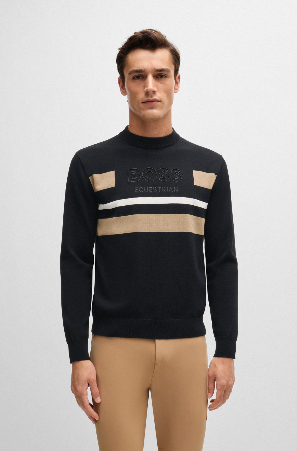 BOSS Equestrian SS25 Herren Strickpullover Logo Brad