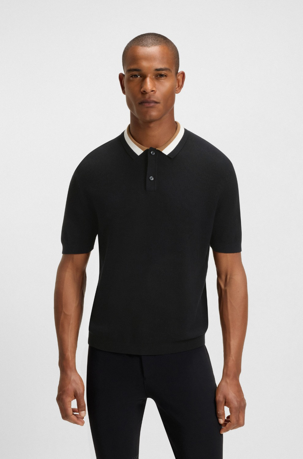 BOSS Equestrian SS26 Herren Strick-Poloshirt Rice Joshua
