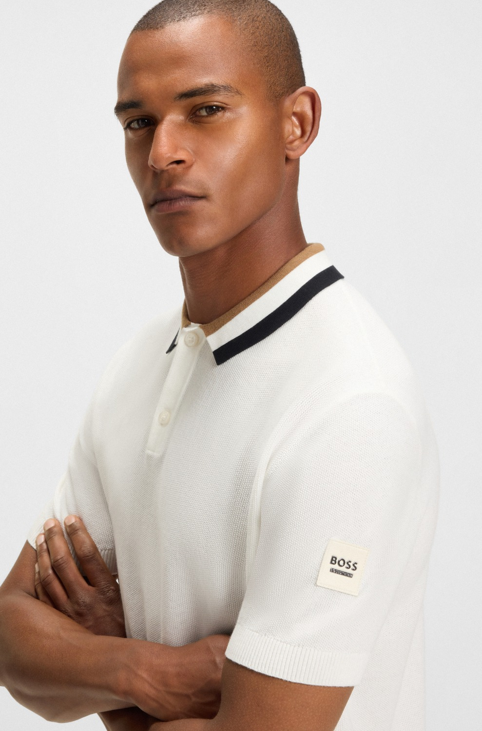 BOSS Equestrian SS26 Herren Strick-Poloshirt Rice Joshua