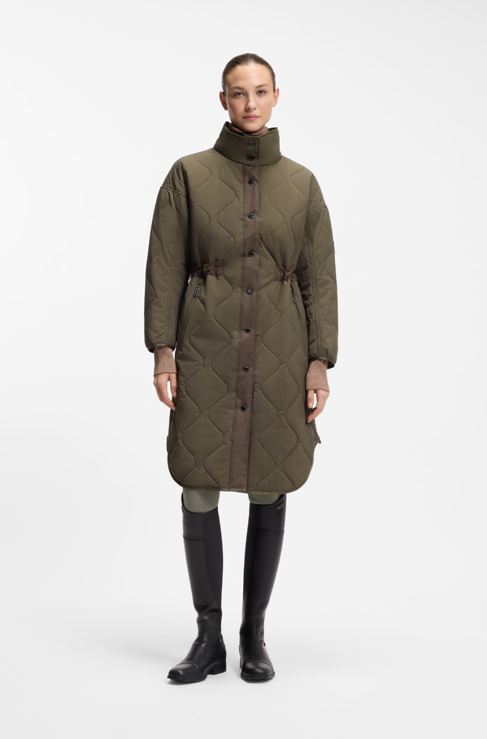BOSS Equestrian FW26 Lange Pufferjacke Olivia