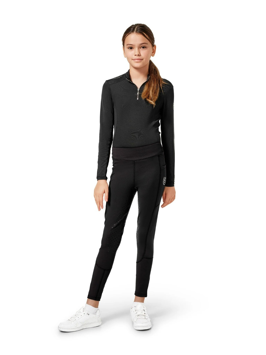 Equestrian Stockholm Young Rider Black Riding Tights Movement Full Grip