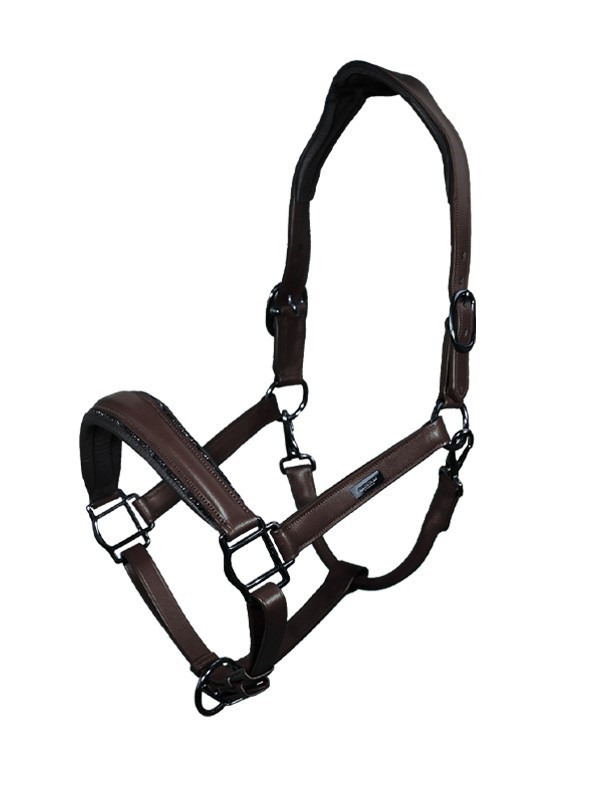 Equestrian Stockholm Glimmer Anatomical Leather Halter All Brown