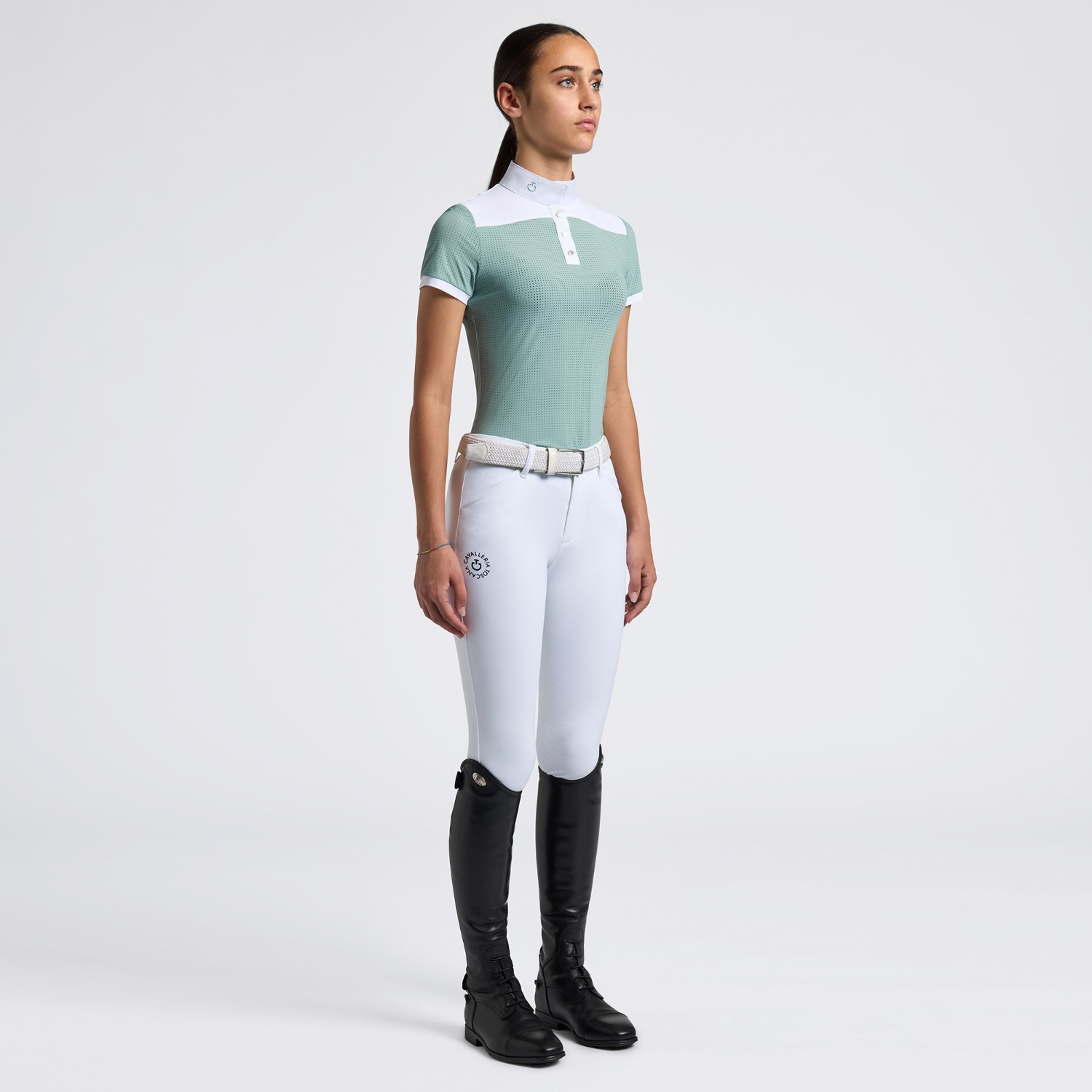 Cavalleria Toscana SS25 CT Perforated Jersey Inserts S/S Wedstrijdshirt Meisjes