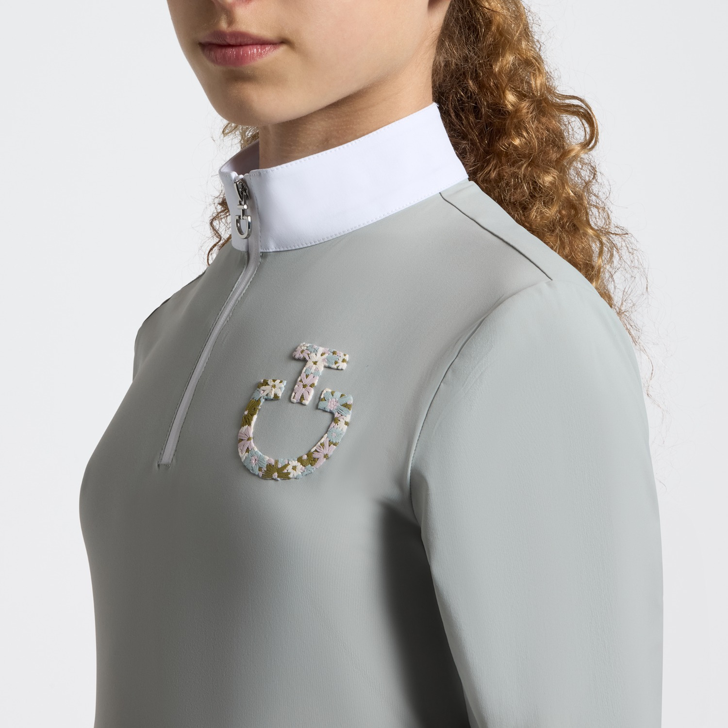 Cavalleria Toscana SS26 CT Jersey Floral Embroidery L/S Wedstrijdshirt Meisjes