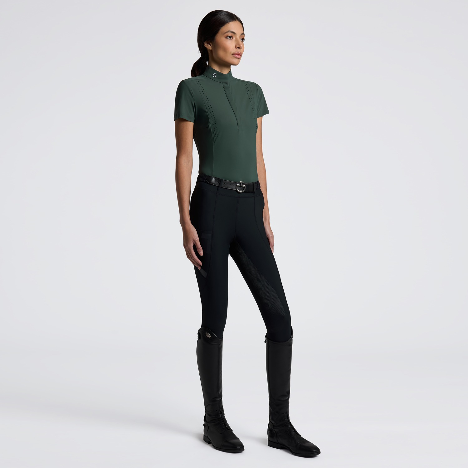 Cavalleria Toscana FW25 CT S/S Perforated Jersey Shirt Dames