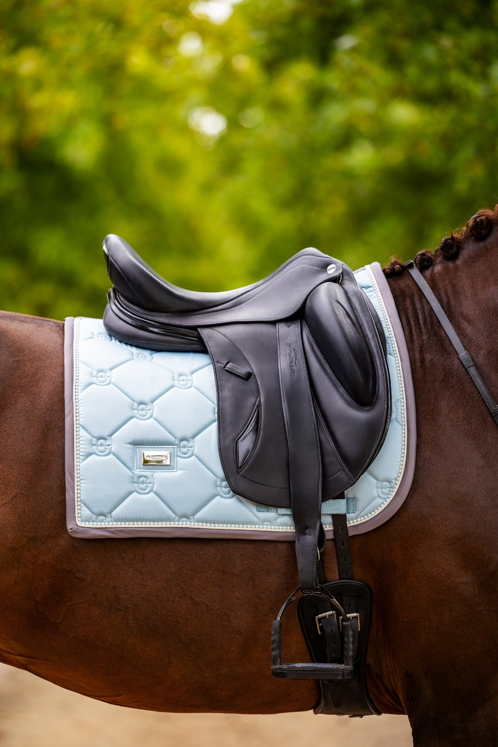 Equestrian Stockholm Ice Blue Pearl Dressage Saddle Pad