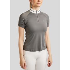 Montar SS26 MoLila chemise de concours manches courtes avec galon en cristaux couleur champagne et cristaux appliqués - Gris