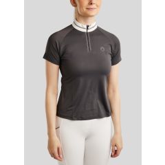 Montar SS26 MoLila SS chemise de concours avec bande de cristaux couleur champagne et des cristaux, gris ardoise