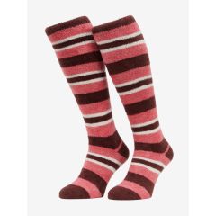 LeMieux AW25 Sabrina Stripe Fluffies socks Cranberry