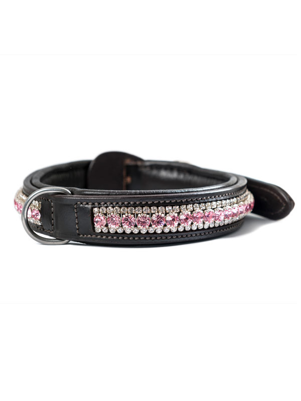 Equestrian Stockholm dog collar Pink Crystal