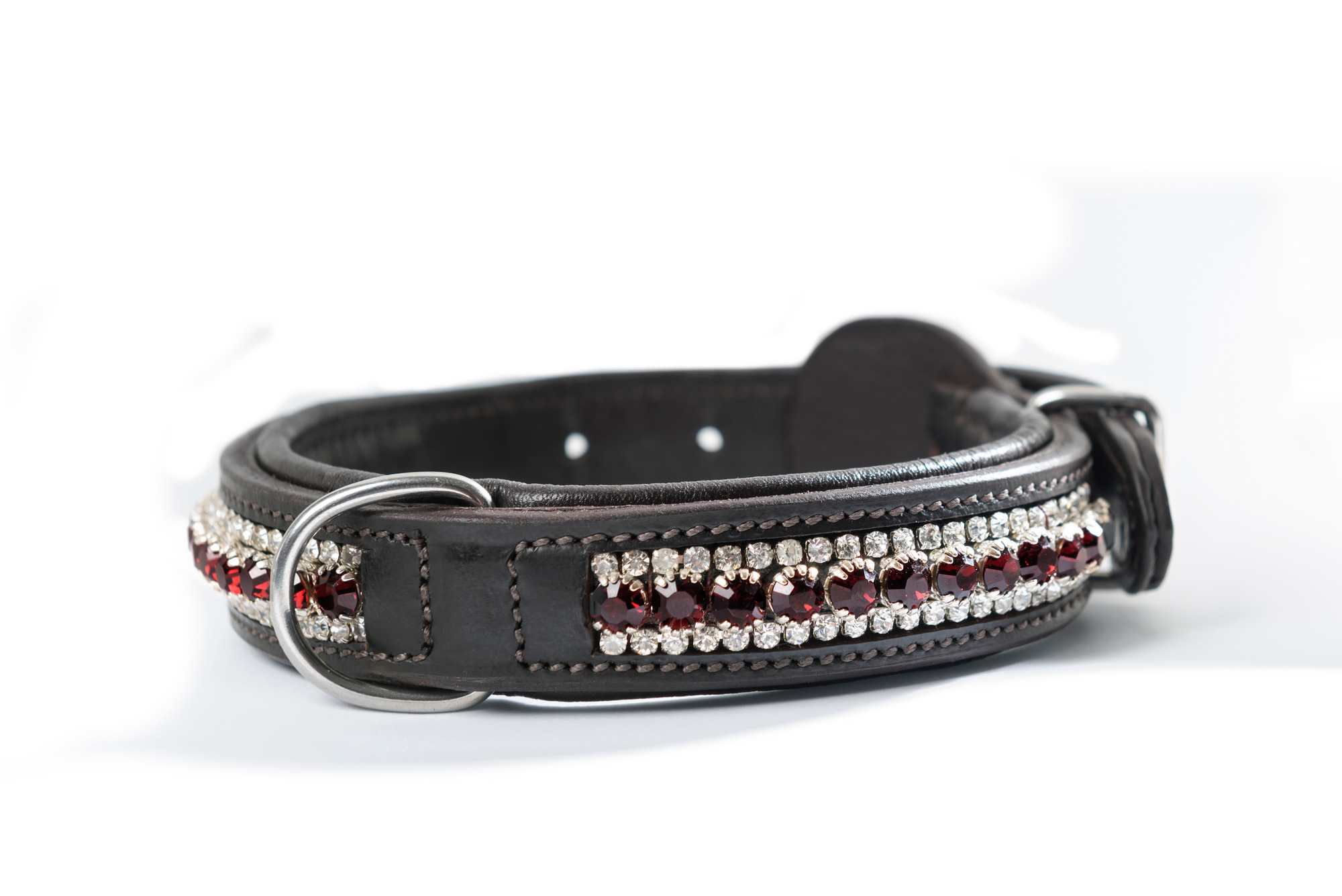 Equestrian Stockholm Dog Collar Bordeaux Crystal