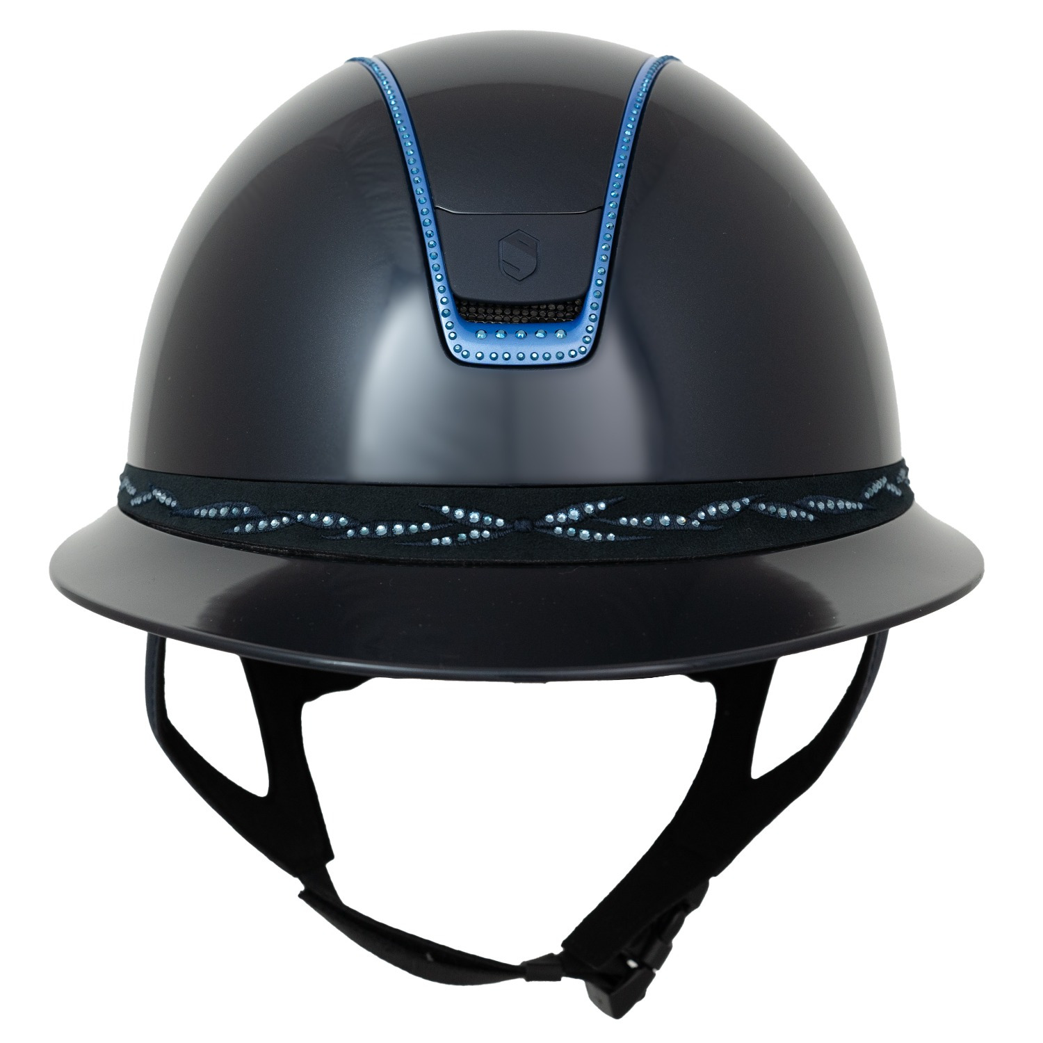 Samshield 2.0 Miss Shield Blauw Glossy Flower Swarovski Frontalband Blauwe trim 300 Swarovski Mat Blauw Blason