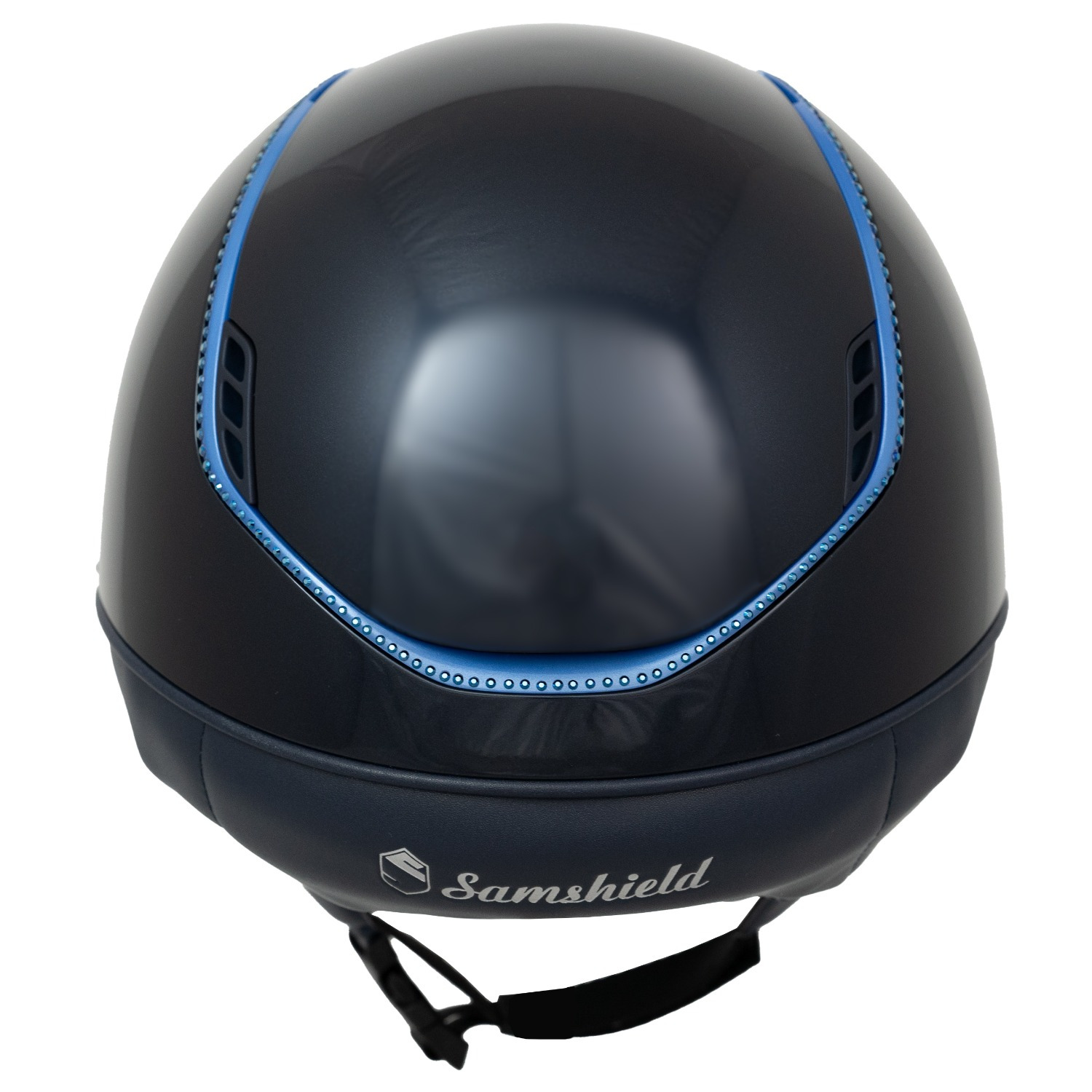 Samshield 2.0 Miss Shield Blauw Glossy Flower Swarovski Frontalband Blauwe trim 300 Swarovski Mat Blauw Blason
