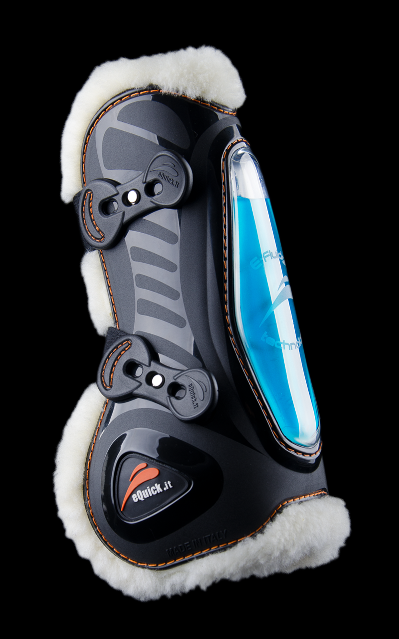 eQuick eShock tendon boots Front Fluffy