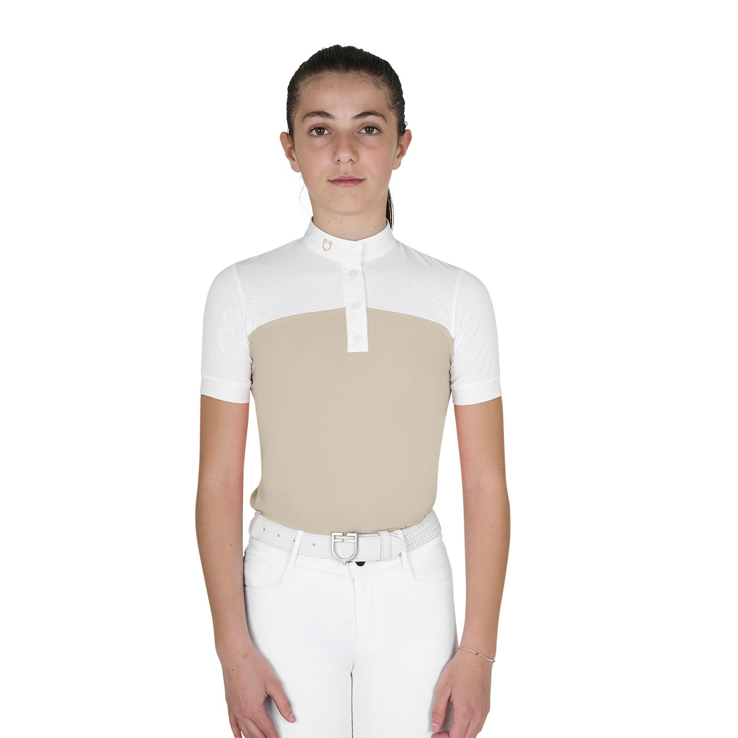 Equestro SS26 Wedstrijdshirt Buttons Mesh Meisjes