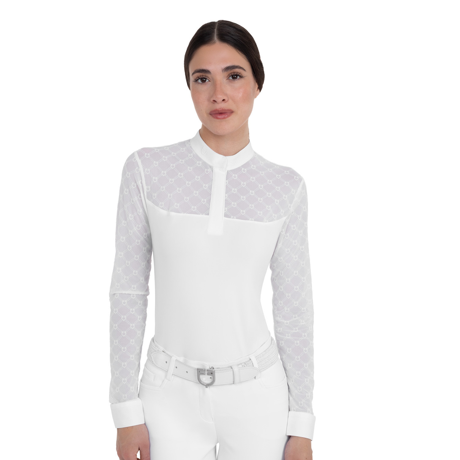 Equestro FW26 Wedstrijdshirt Elegant Monogram Buttons Dames