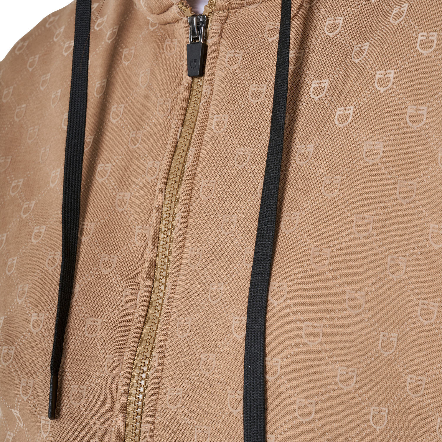 Equestro FW26 Hoodie Zip Cotton Fleece Monogram Dames