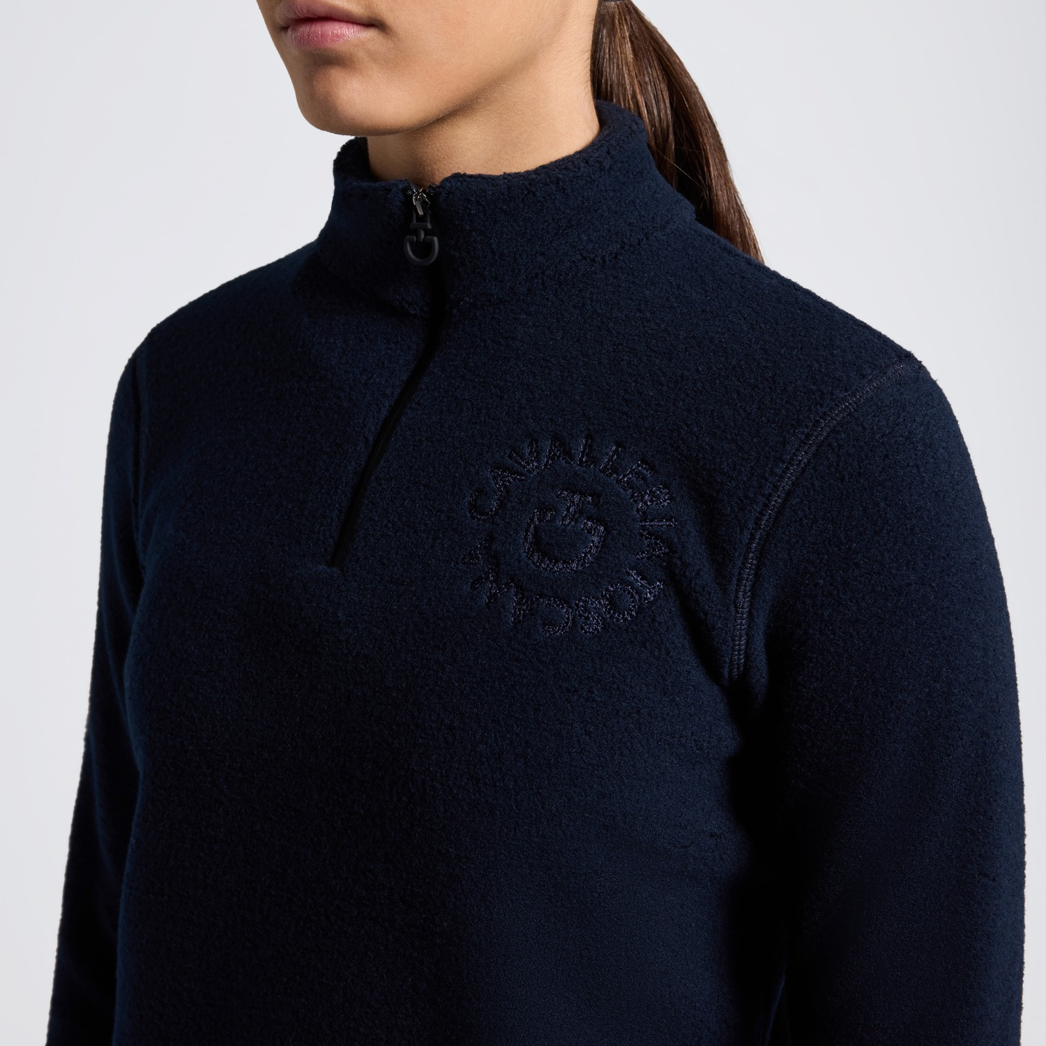 Cavalleria Toscana FW25 CT Fleece w/Orbit Embroidery Logo Half Zip Hoodie Unisex