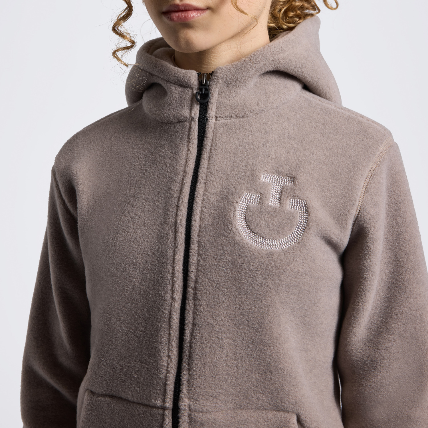 Cavalleria Toscana FW26 CT Fleece Embroidery Logo Zip Hoodie 