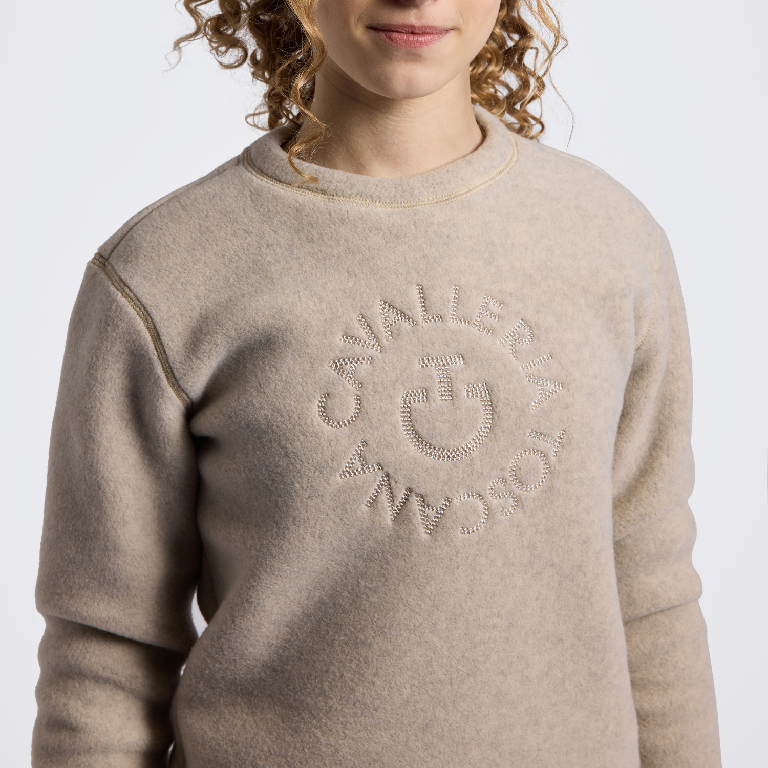 Cavalleria Toscana FW26 CT Fleece Orbit Embroidery Logo Crew Neck Hoodie 