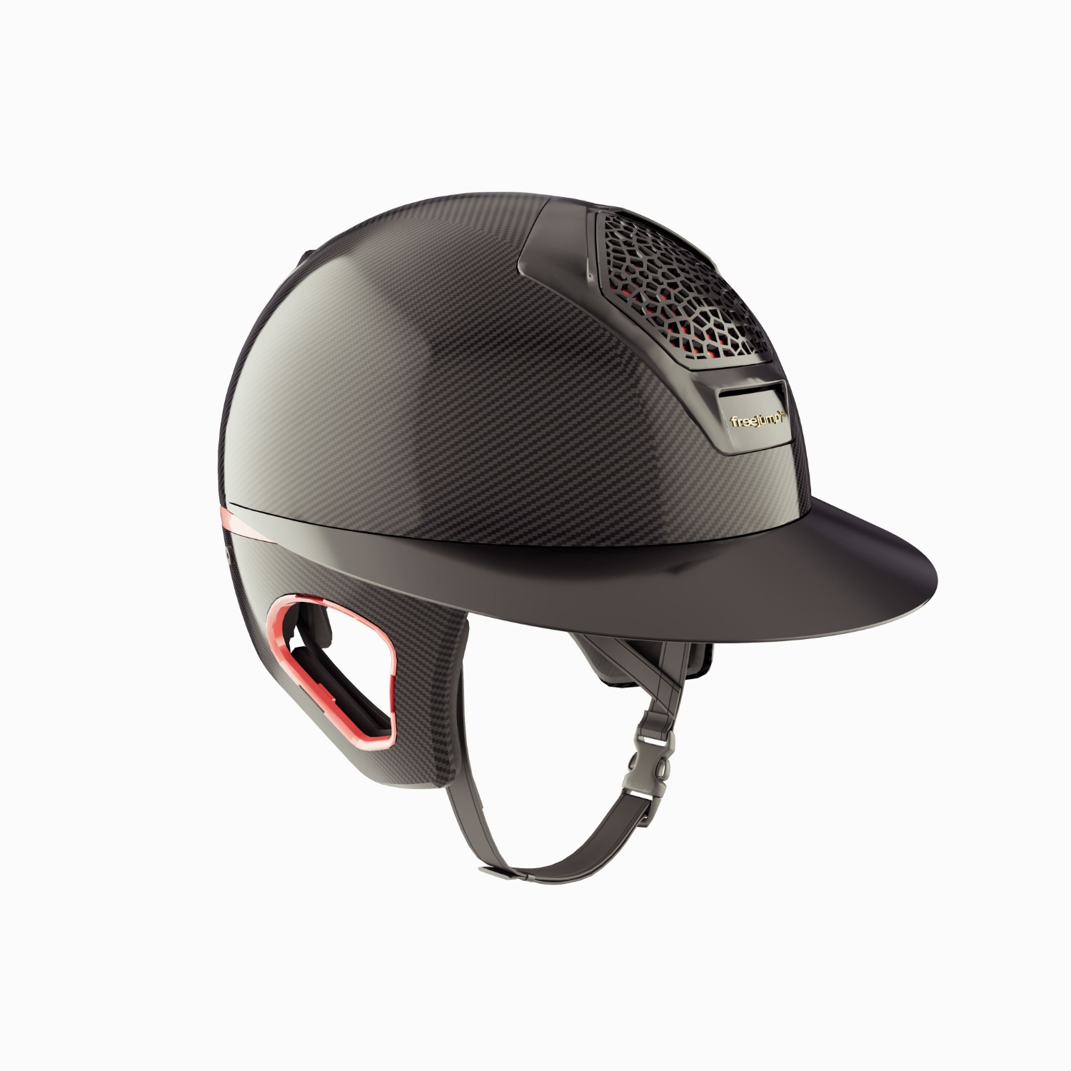 Freejump Voronoi Reithelm Carbon glänzend Rosé mit Schläfenschutz