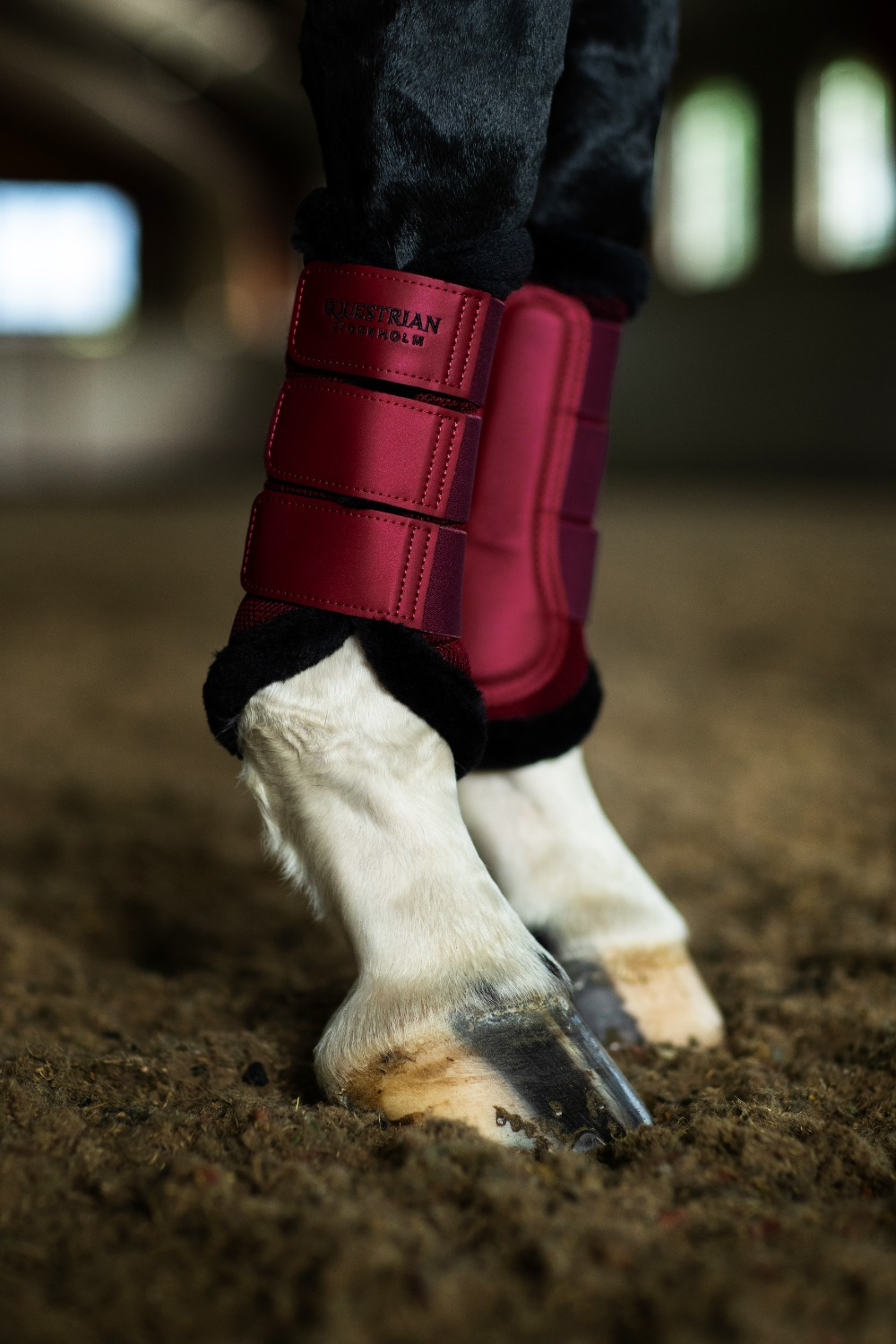 Equestrian Stockholm Merlot Fur Mesh Brushing Boots