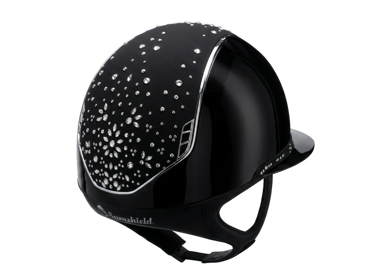 Samshield 2.0 Miss Shield Glossy Zwart Pearl Drop Top Frontal Chrome Black Trim Blason