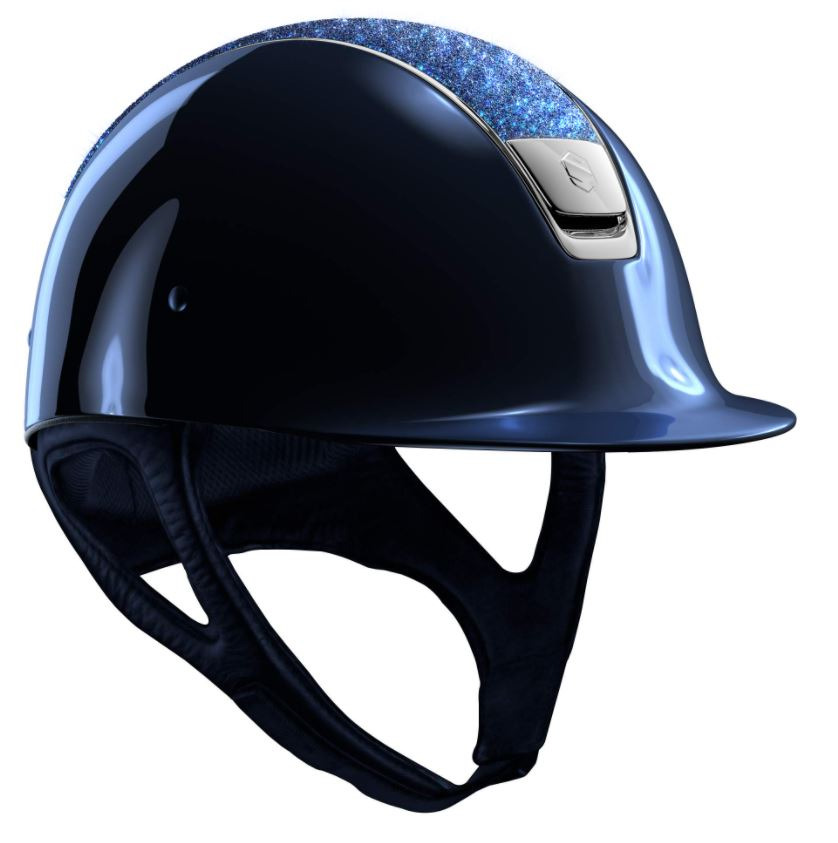 Samshield Glossy Blue Swarovski Fabric with Blue-Silver Trim Blazon