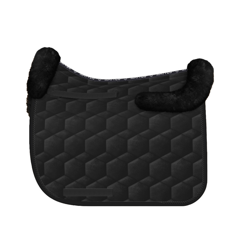 Mattes Velvet Dressuurdekje Half Lined Trim Black