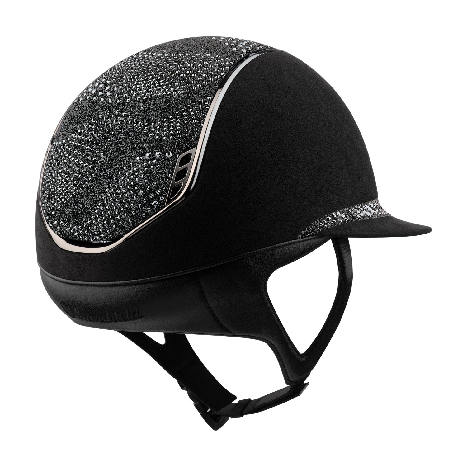 Samshield 2.0 Miss Shield Zwart Alcantara Crystal intarsia top frontalband