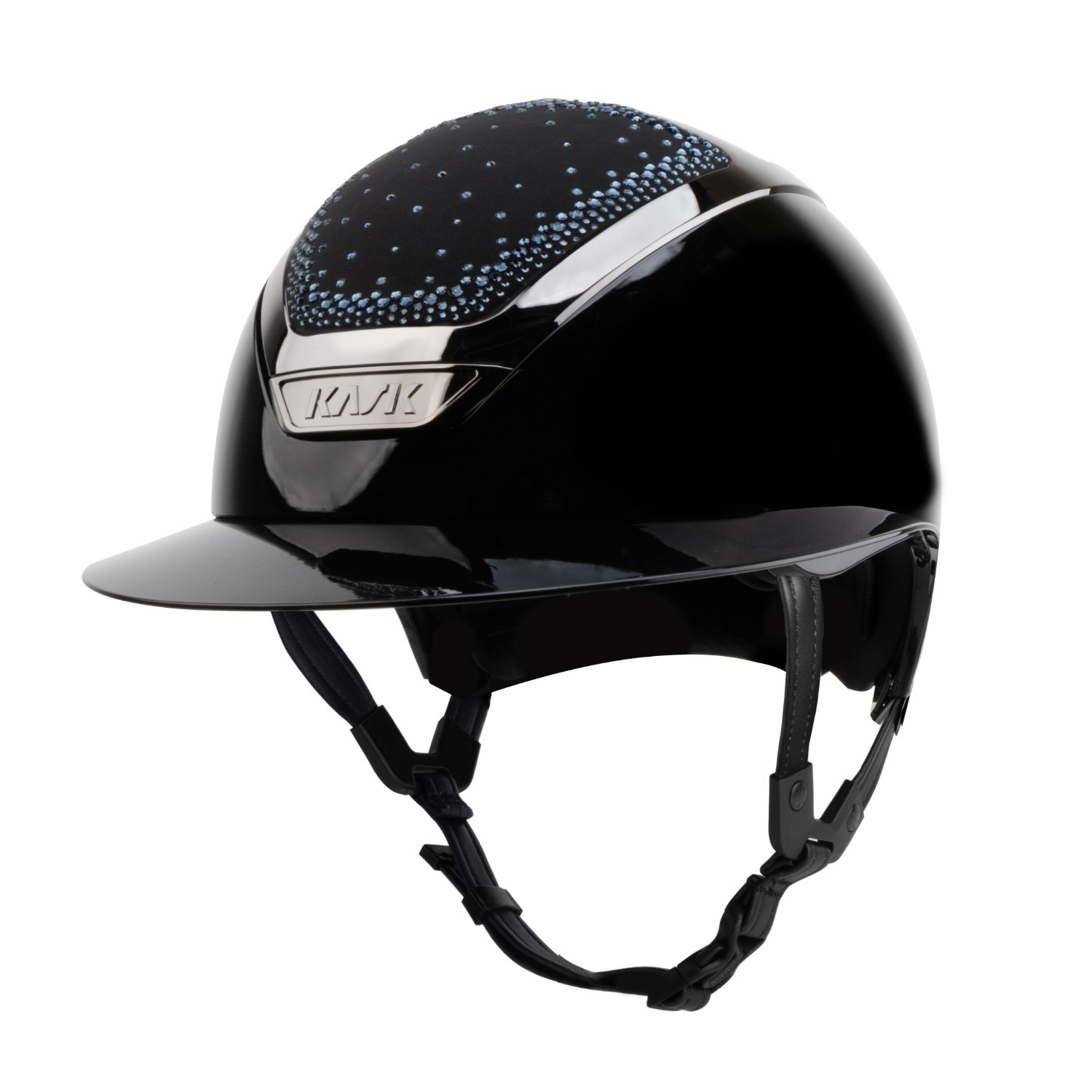 Kask Star Lady Pure Shine Chrome 2.0 Black Crystals In-Out Blue Montana