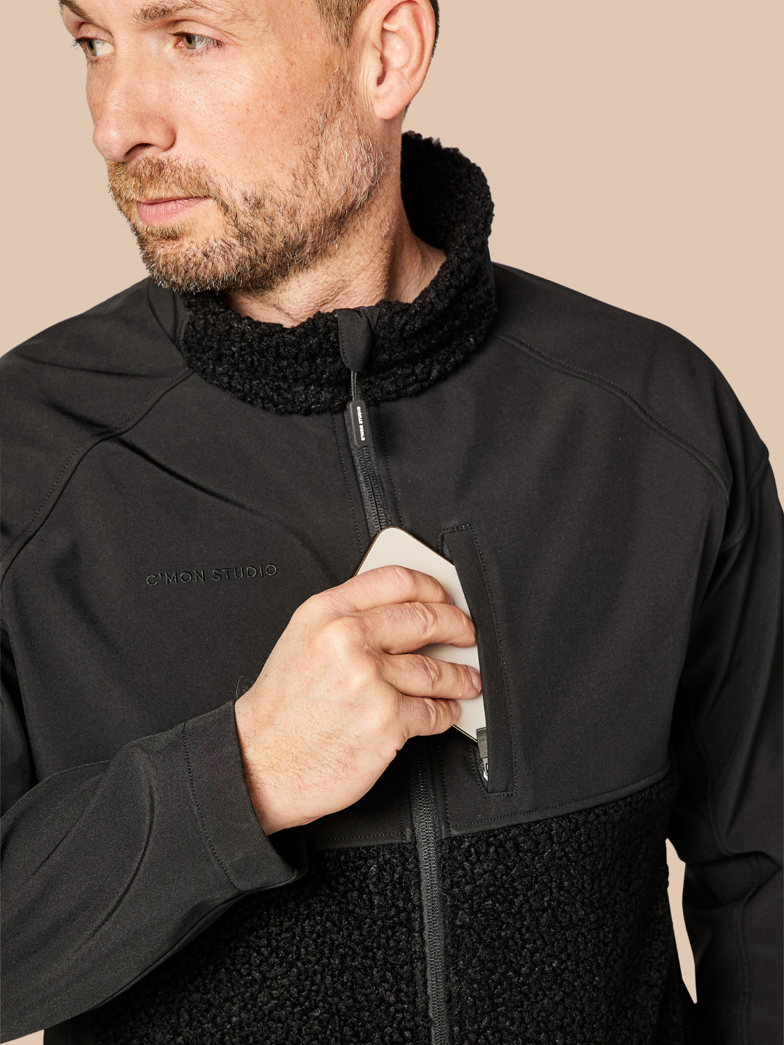 C'MON STUDIO Herren Teddy Pile & Softshell Jacke