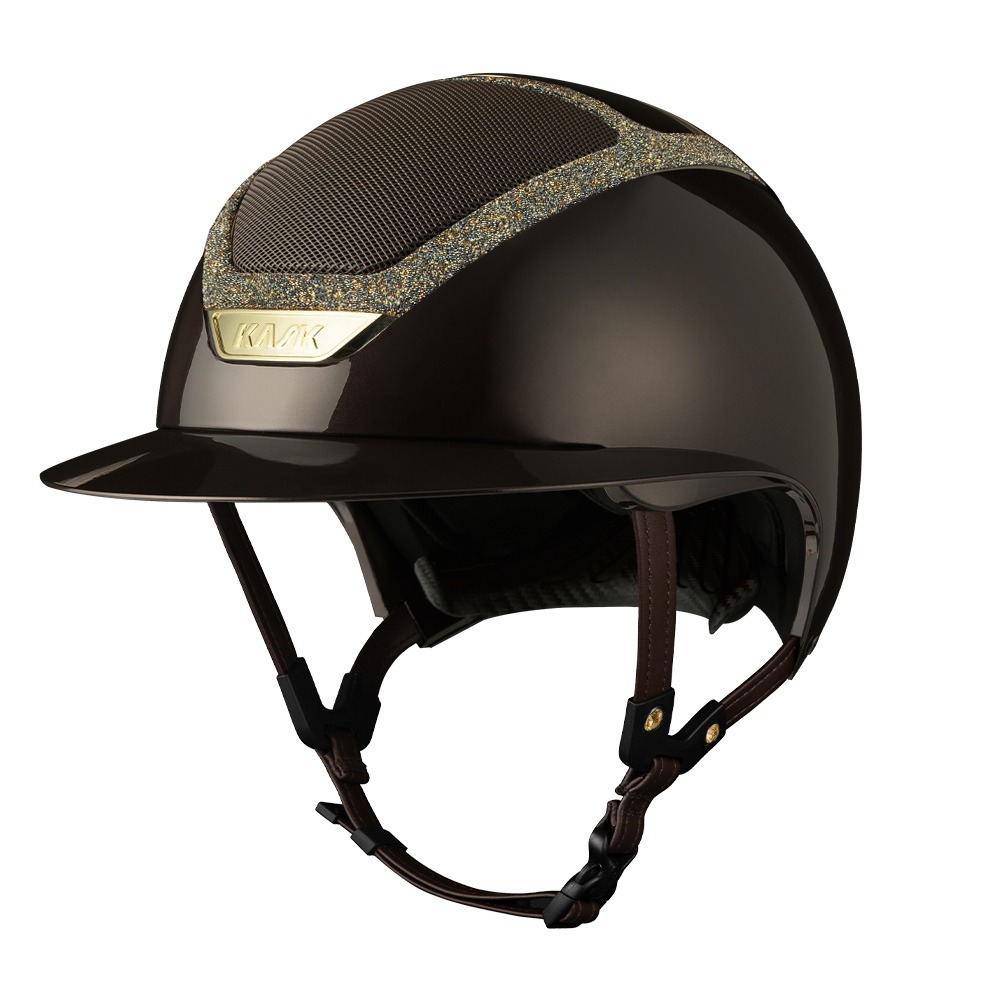Kask Star Lady Pure Shine Chrome 2.0 Espresso Brown Gold Crystals Frame Aureum Rivet Topaz