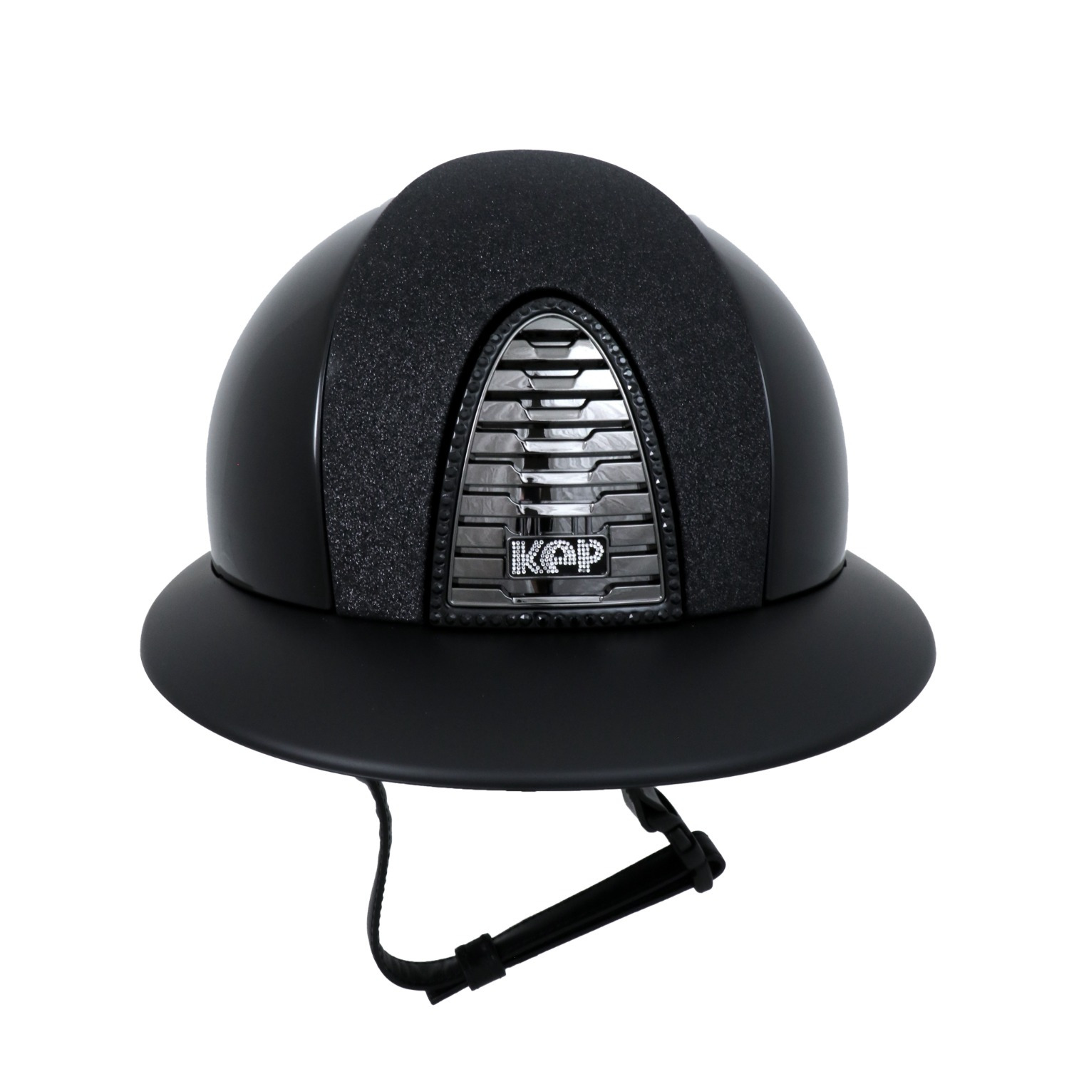 Kep Italia Cromo 2.0 Polish Schwarz Star Front Textile Polo Visor Swarovski Frame Logo 