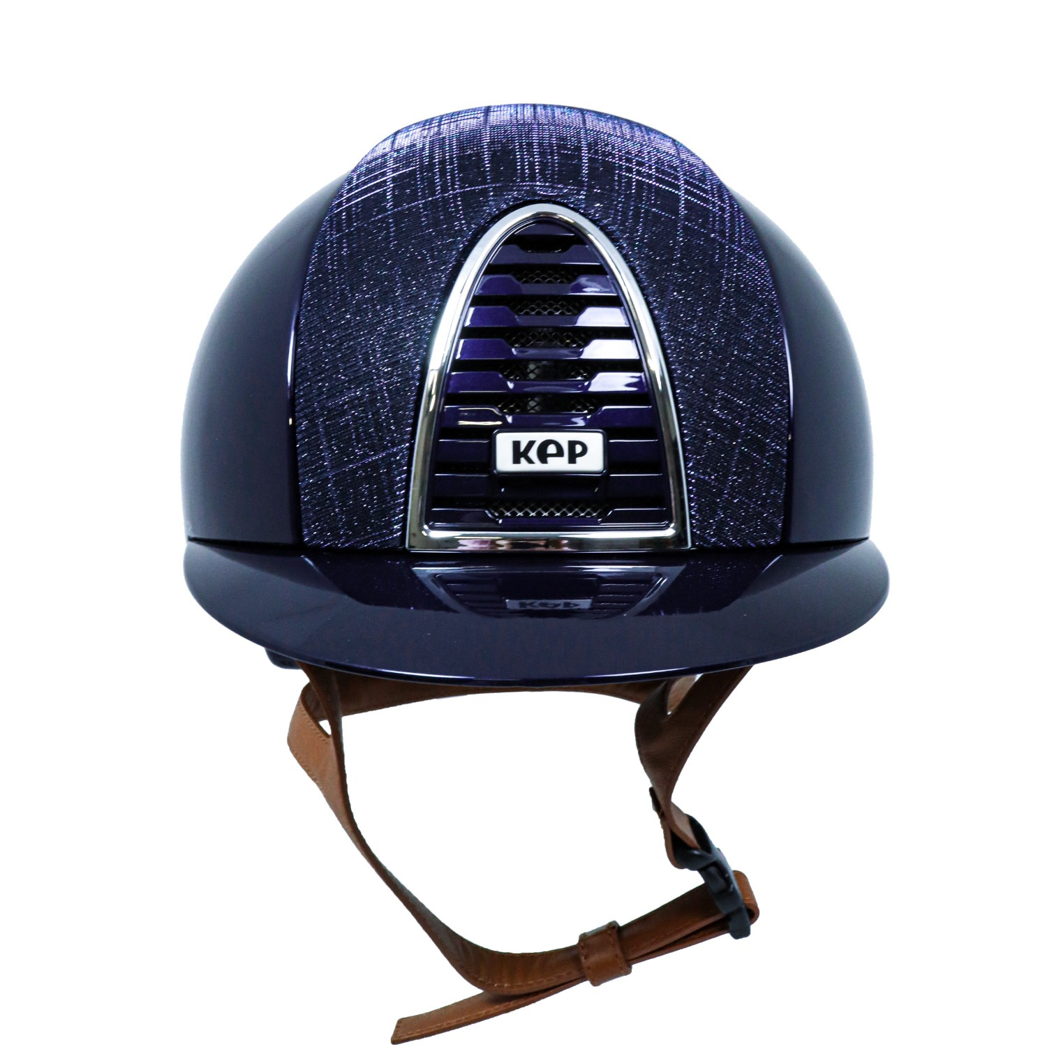 KEP Italia Cromo 2.0 Polish Blau Galassia für cognacfarbenen Kinnriemen, silberner Rahmen